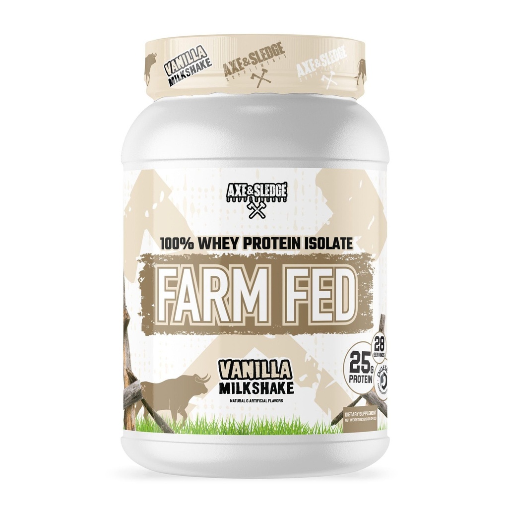 Axe & Sledge Farm Fed 100% Whey Protein Isolate | 25g Protein | Low Carb, Low Sugar, Gluten Free | Protein Powder for Men and Women | Keto | Made in the USA | 28 Servings, Vanilla Milkshake