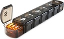 XL Caja semanal de píldoras Organizador 7 Día, 1 semana Jumbo Pill Dispenser Case One Time a Day, MOLN HYMY Daily Medicine Container to Hold Medication, Vitamins, Fish Oils and Supplement (Black