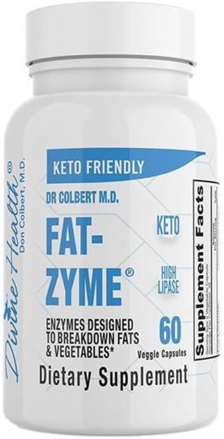 La zona de Keto del Dr. Colbert Fat-Zyme - Enzimas digestivas Ketogénicas - HIgh Lipase - Enzima vegetariana y vegetariana - 30 Day Supply - Contiene altas cantidades de enzimas que rompen verduras y grasas