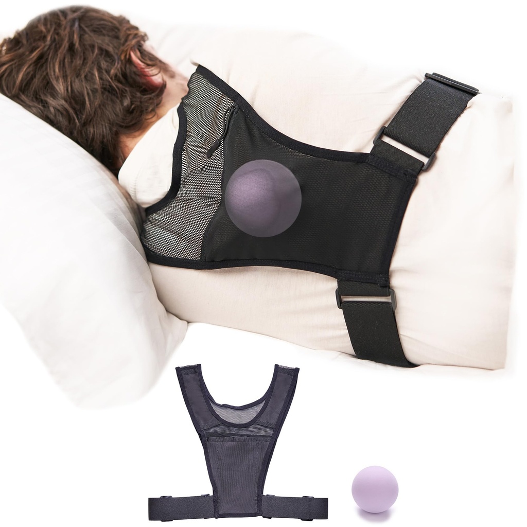 ODOXIA Anti Snoring Device | Positional Sleep Apnea Device | Side Sleep Trainer to Stop Snore | Includes Ball to Prevent Back Sleeping | Positional Therapy for Snoring Relief | Width Adjustable