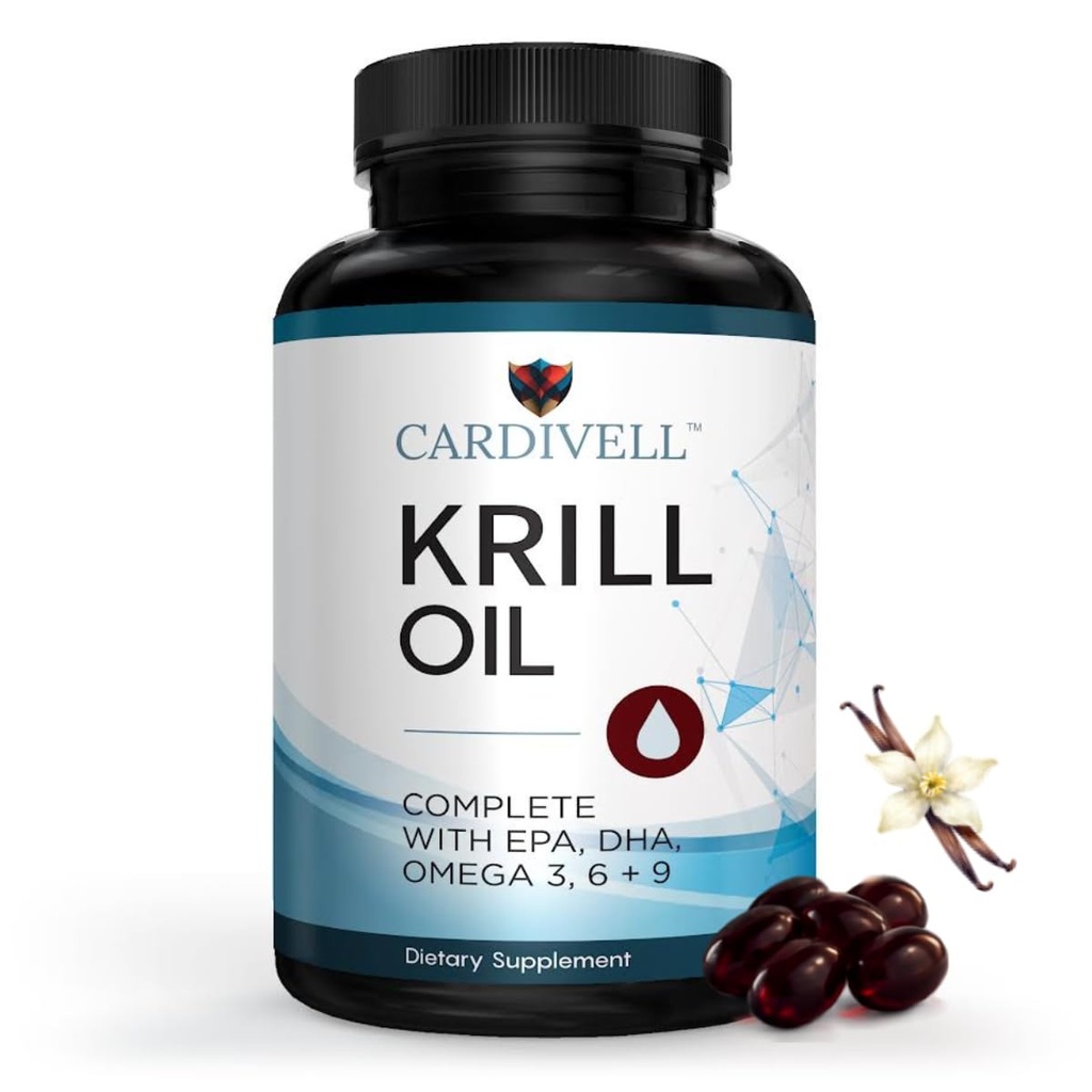 Krill Oil 500 mg Softgels, Omega 3 Supplement for Heart and Joint Support, Phospholipid Absorption with Astaxanthin, Burp Free Fish Oil Alternative, Non GMO