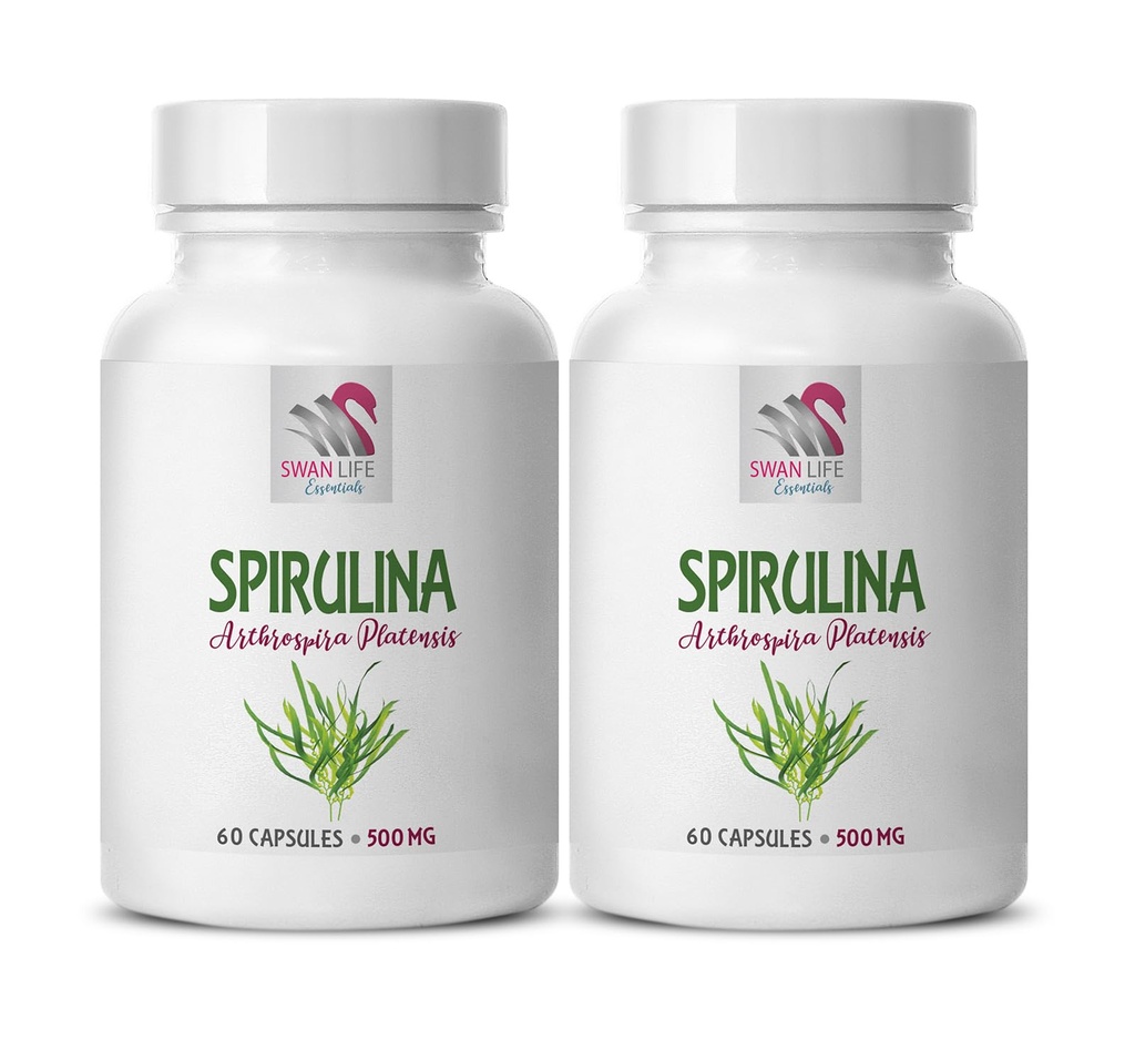spirulina and chlorella capsules - blue spirulina organic - SPIRUILINA 500MG - immune support supplement - spirulina capsules - spirulina chlorella powder organic - brain supplement - 2 bottles