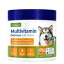 Dog Multivitamin, Glucosamine & Probiotics, Hip & Joint, 15 Count | Soft chicken chews with omega-3 krill oil, chondroitin & MSM. Supports skin, coat, digestion & immune health for all breeds.
