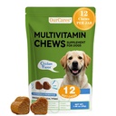 Dog Multivitamin Chewable - Vitamins and Supplements - Dog Daily Vitamin with Glucosamine Probiotics Omega-3 for Coat Hip Joint Heart Digestive Immune Health Support, Chicken Flavor, 12Ct