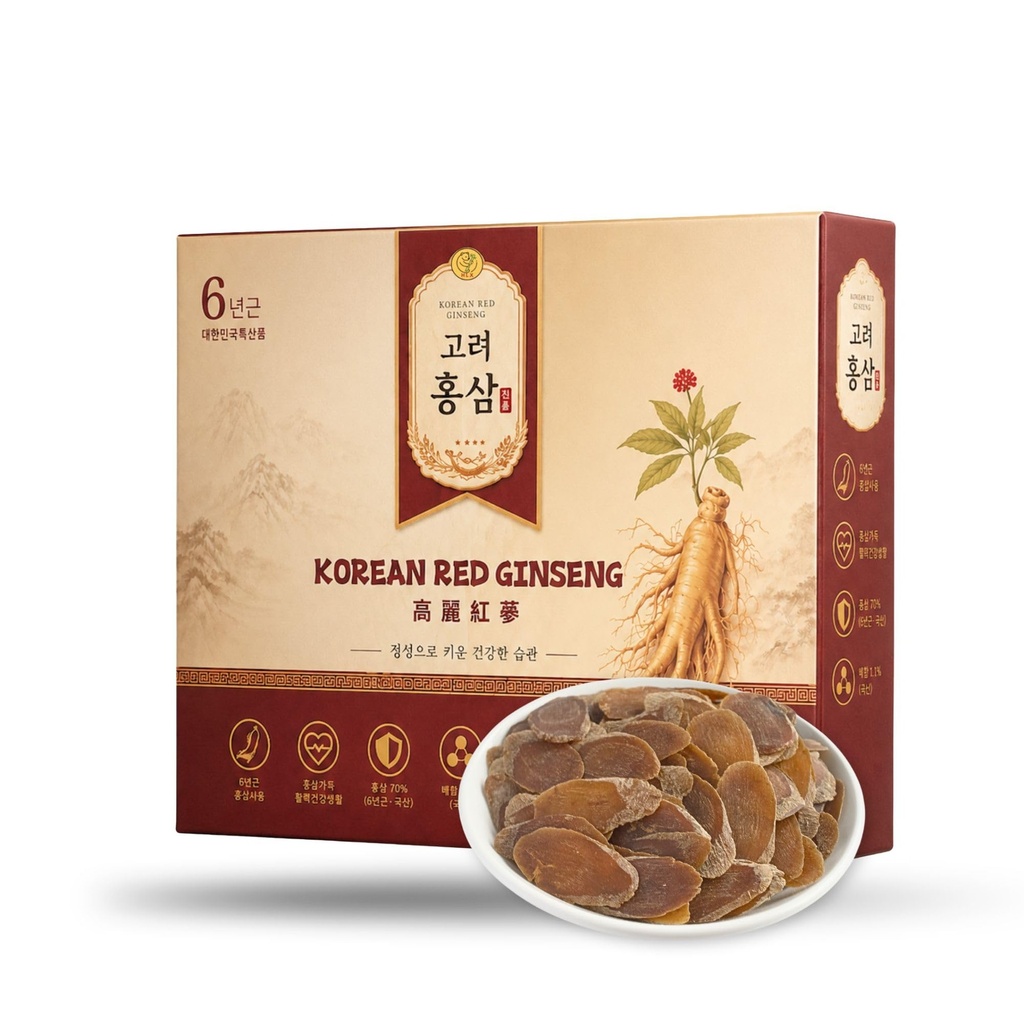 6-Year Red Ginseng Slices, Hand-Selected Korean Panax Ginseng Slices with Gift Box, Naturally Dried Korean Red Ginseng for Tea, Soup and Daily Use,Ginseng Rojo Coreano for Men & Women (4 Ounce)