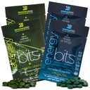 ENERGYbits/RECOVERYbits - Spirulina orgánica " Chlorella Tablets - Single Serving Sample Packs - Algae Superfood - High Protein, Chlorophyll - Self Care - Vegan, Keto, Gluten Free - 4 Bags, 30/Bag