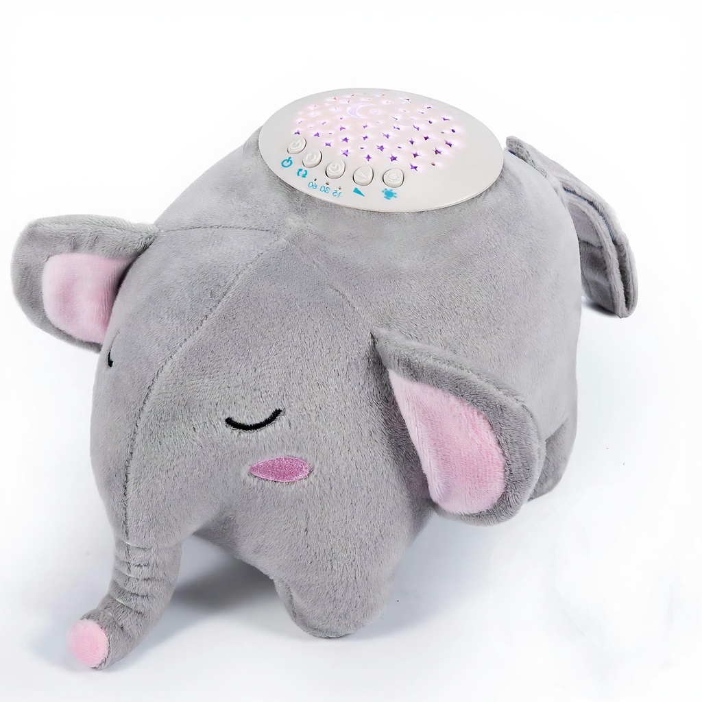 BEREST Baby Elephant Soother Toy with Starry Night Light Projector, Shushing Heartbeat Plush Stuffed Animal with Lullaby Music & White Noise for Newborn Sleep Aid, Perfect Infant Shower Gift