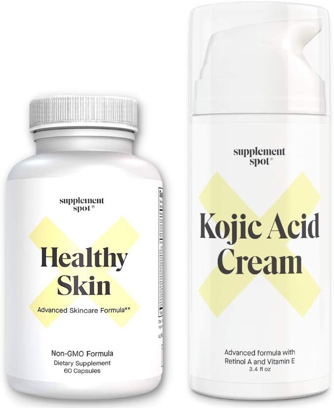 Agrupación: saludable suplemento anti envejecimiento de la piel y la crema de la cara del ácido Kojic