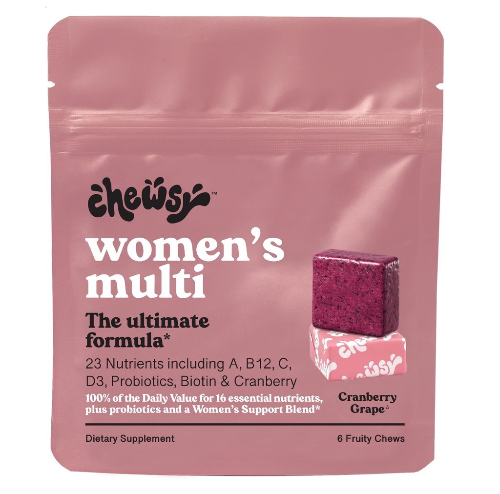 Chewsy - Women's Multivitamin Chews - Immune and Energy Support, Vitamins C, B12, A, D, E, Folic Acid, Probiotics, Biotin - 6-Day Supply