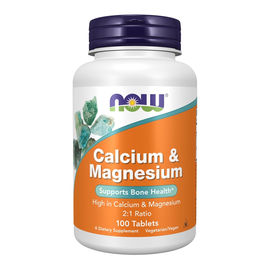 AHORA Suplementos de Alimentos, Calcio &amp; Magnesio 2:1 Ratio, Alta Potencia, Apoya la Salud de los Huesos*, 100 Tabletas