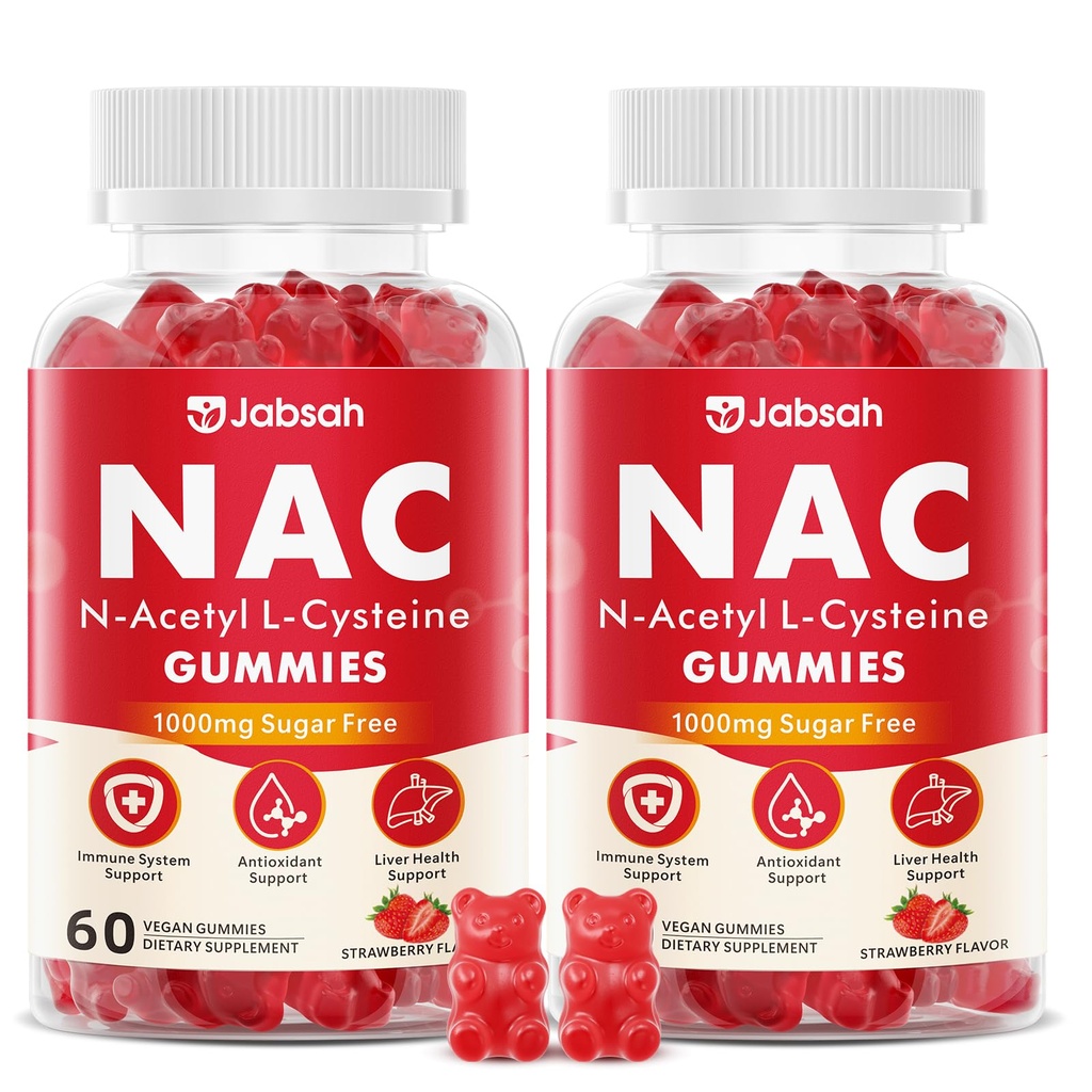 NAC Supplement for Kids & Adults, Nac Gummies 1000mg N Acetyl Cysteine Supplement with Selenium, Support Antioxidants, Lung & Liver Health & Immune System, Sugar-Free, Strawberry Flavor, 120 Count