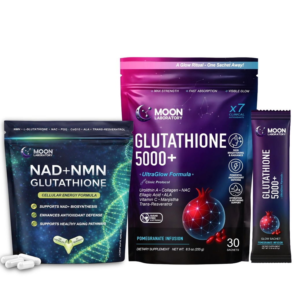 NMN + Glutathione Ultimate Antioxidant & Energy Bundle – NAD+ Support, Cellular Defense & Glow