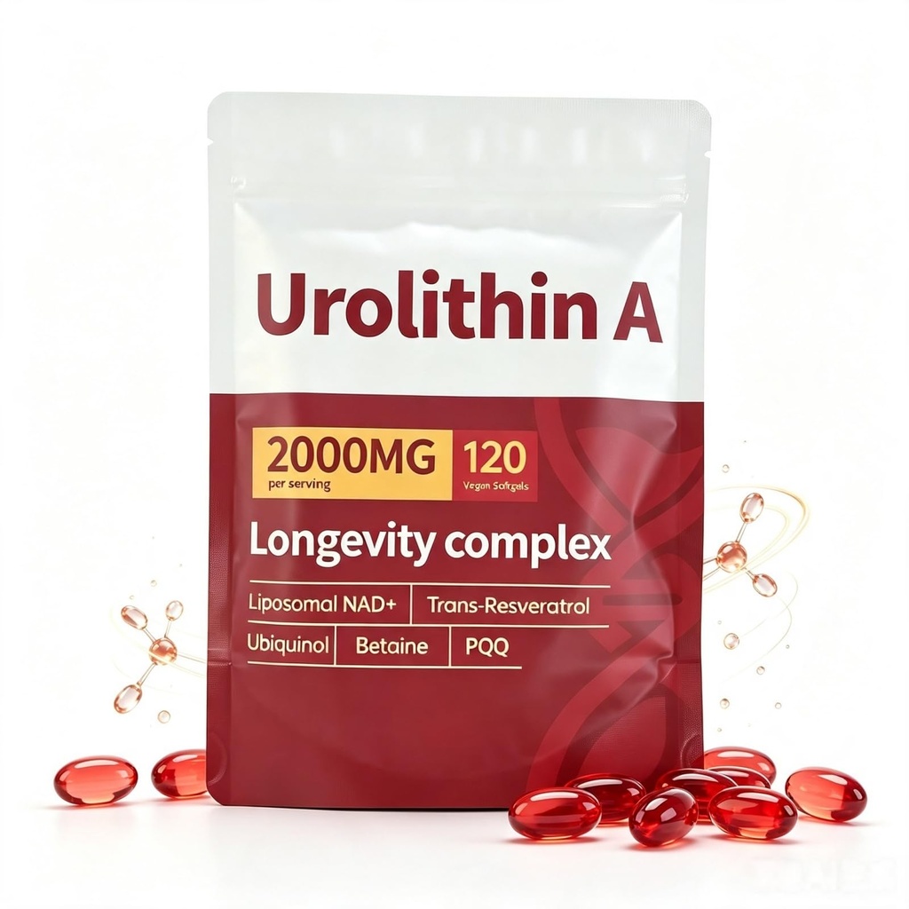 12-in-1 Urolithin A Complex Supplement with Liposomal NAD+,Trans-Resveratrol, CoQ10, PQQ & TMG Supports Healthy Aging,Muscle Strength & Endurance,Mitochondrial & Cellular Wellness,120 Softgels