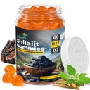 Shilajit Gummies with Chaga, Ashwagandha, Vitamin B12 & Vitamin D2, 60 Vegan Gummies, Daily Dietary Supplement