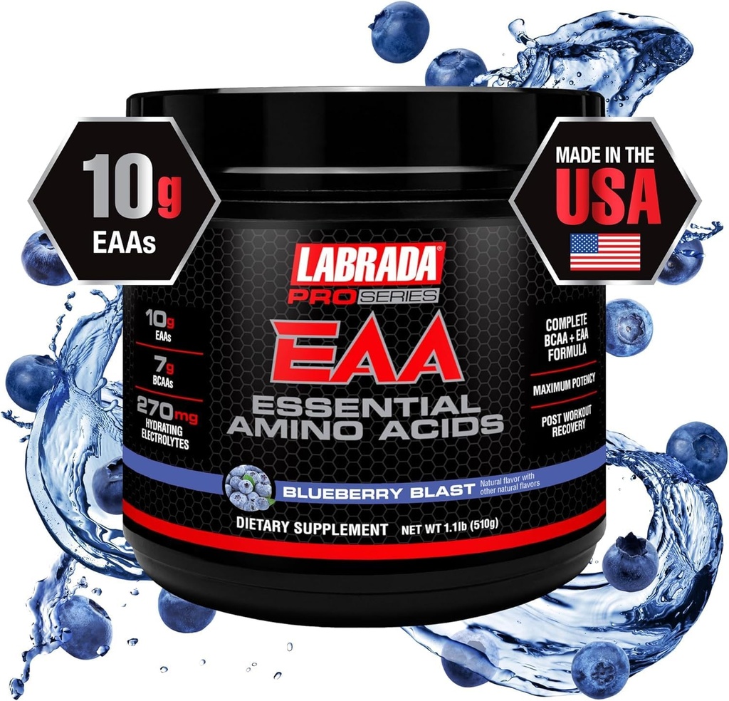 Pro Serie EAA Potencia máxima completa de la fórmula de hidratación de aminoácidos esenciales con 10g EAAs 7g BCAAs &amp; 270mg Elecrolytes recuperación y rendimiento (Blueberry Blast)