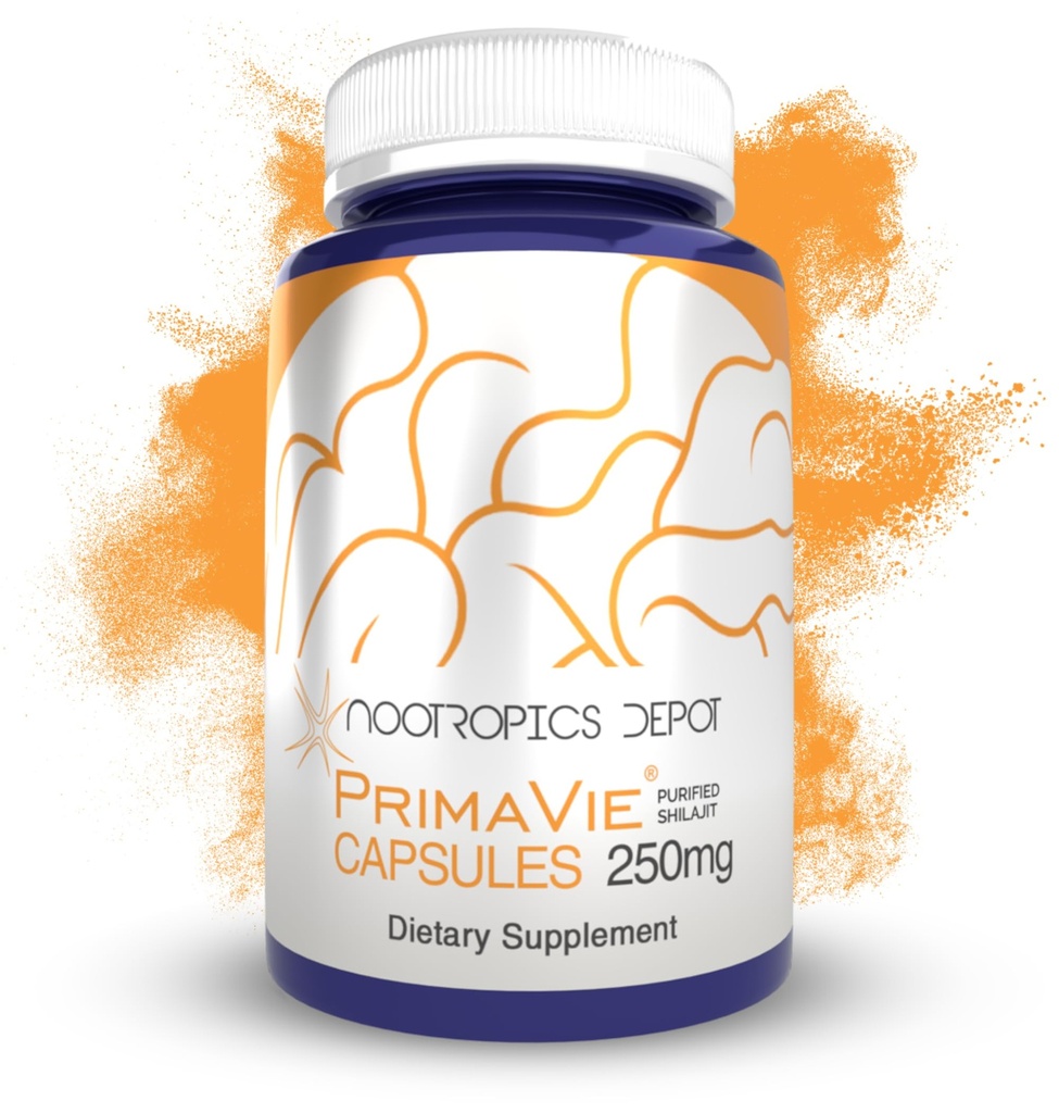 Nootropics Depot PrimaVie Shilajit Capsules TEN 250mg TEN 90 Conde TENIDO Purified Extract ANTE Ayurvedic Herb ANTE Apoya Función Mitocondrial + Boost Endurance