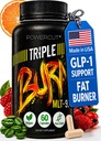 Triple Burn Weight Loss Pills for Women & Men, Fat Burner GLP-1 Support, Appetite Suppressant, Diet Pills with Green Coffee Extract & Cayenne (60 Capsules)