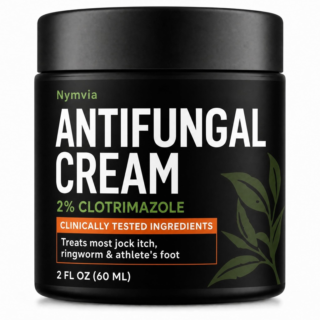 2% Clotrimazole Antifungal Cream, Anti Fungal Cream for Skin, Relieves Itching, Burning, Cracking and Scaling Associated Athletes Foot, Jock Itch, Ringworm and More, Non-Greasy, 2 oz