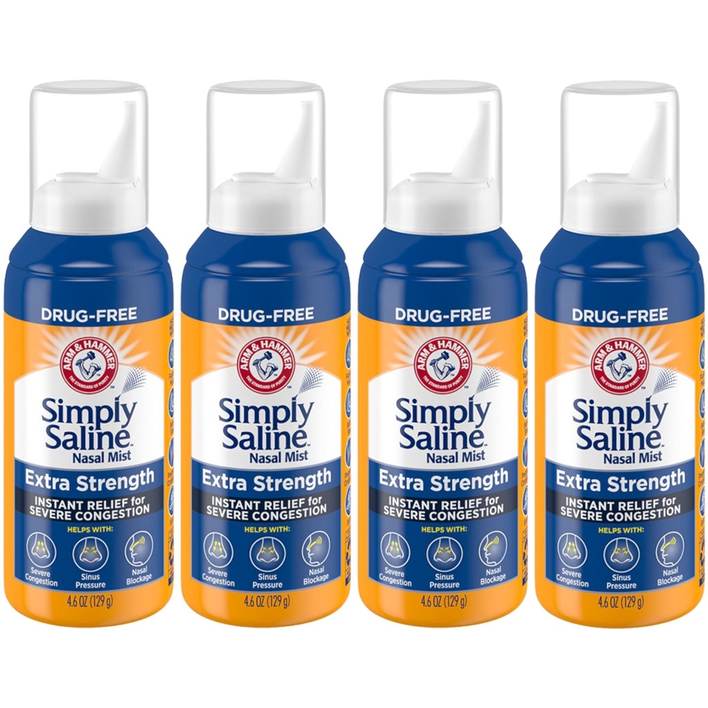 Simply Saline Nasal Mist Extra Strength Severe Congestion 4.6 oz (Pack of 4)