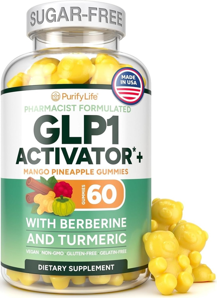 Sugar-Free GLP-1 Support Gummies, Berberine, Cinnamon, Turmeric Supplement