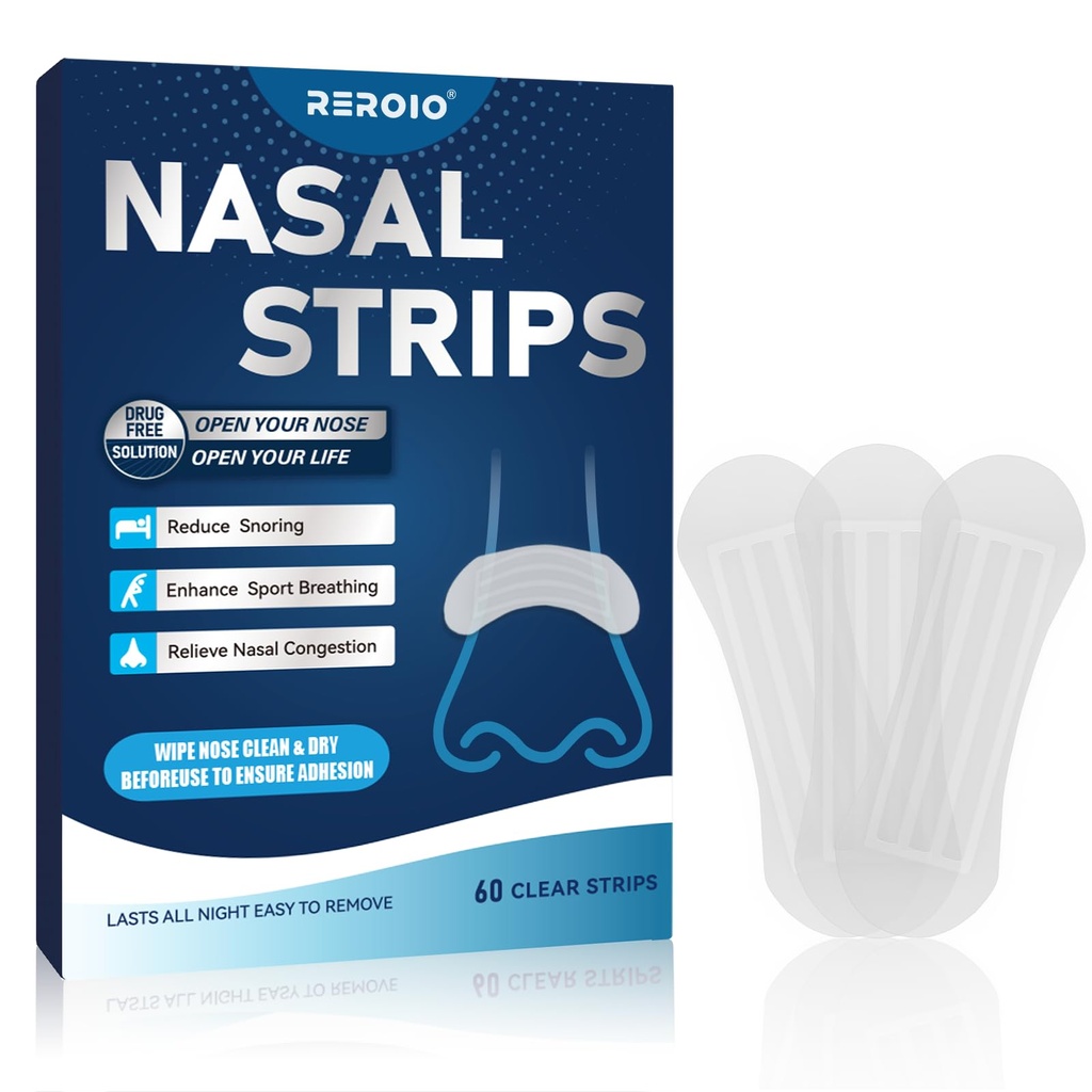 60PCS Nasal Strips for Snoring – Comfortable Nose Strips for Breathing,Anti Snoring Devices,Skin-Friendly Snoring Solution for Better Airflow & Restful Sleep