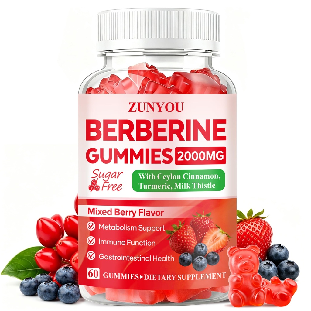 Berberine Gummies 2000mg with Ceylon Cinnamon, 60 Gummies