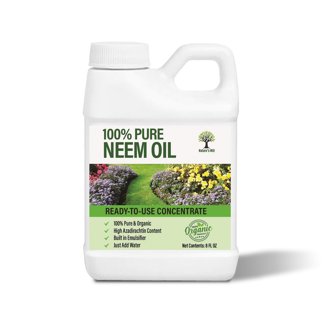 Nature’s Will Pure Ready-to-Use Neem Oil Concentrate | High Azadirachta Content | Just Add Water | Natural Plant Care (1 Gallon)