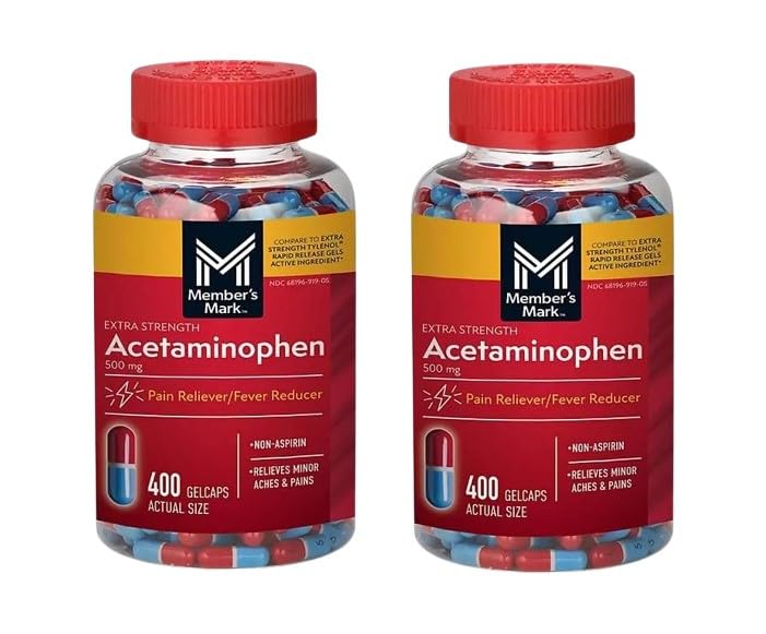 Extra Strength Acetaminophen 500mg Gelcaps – 400 Count (Pack of 2)