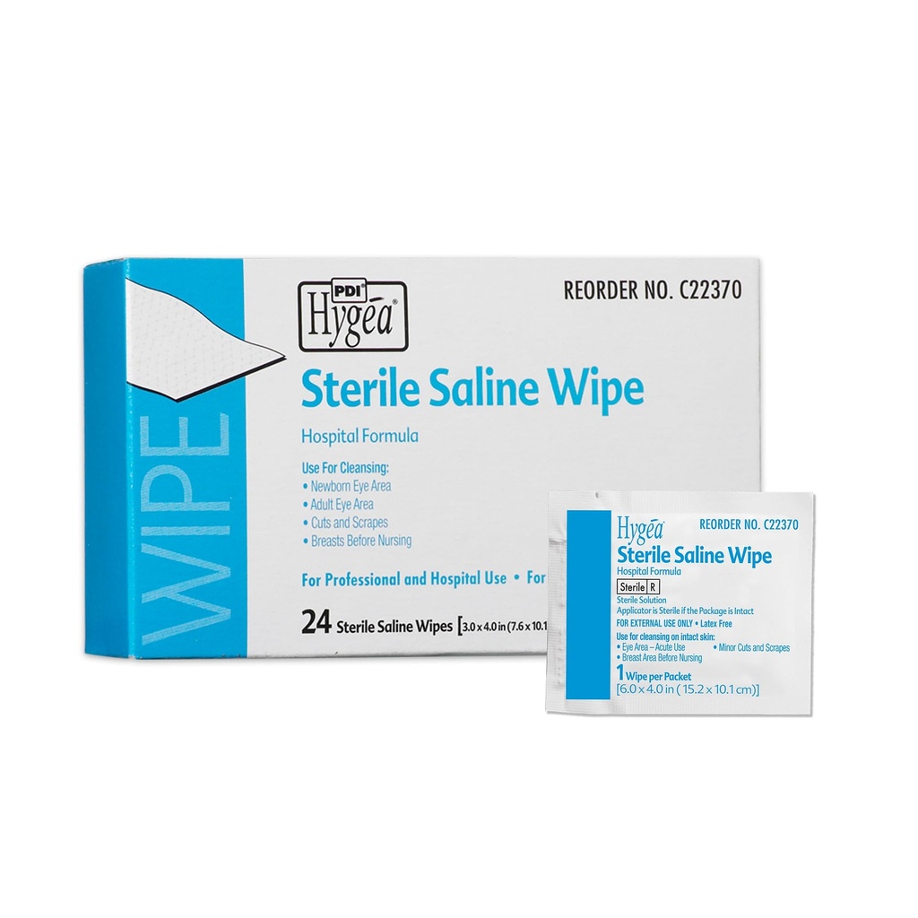 Wipes First Aid PDI Hygea Saline 3x4" 24/Bx