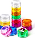 Sieral 7 Días Organizador de píldoras estables 7 Compartimientos Cajas redondas Torre Vitamina semanal Almacenamiento individual Contenedores Casos de viaje con tapas para medicamentos, vitaminas y suplementos(2 Conjuntos)