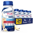 Ensure Plus Vanilla Nutrition Shake With Fiber | Meal Replacement Shake | Ready to Drink | 16g Protein and 27 Vitamins and Minerals | 8 fl oz - 24 Pack