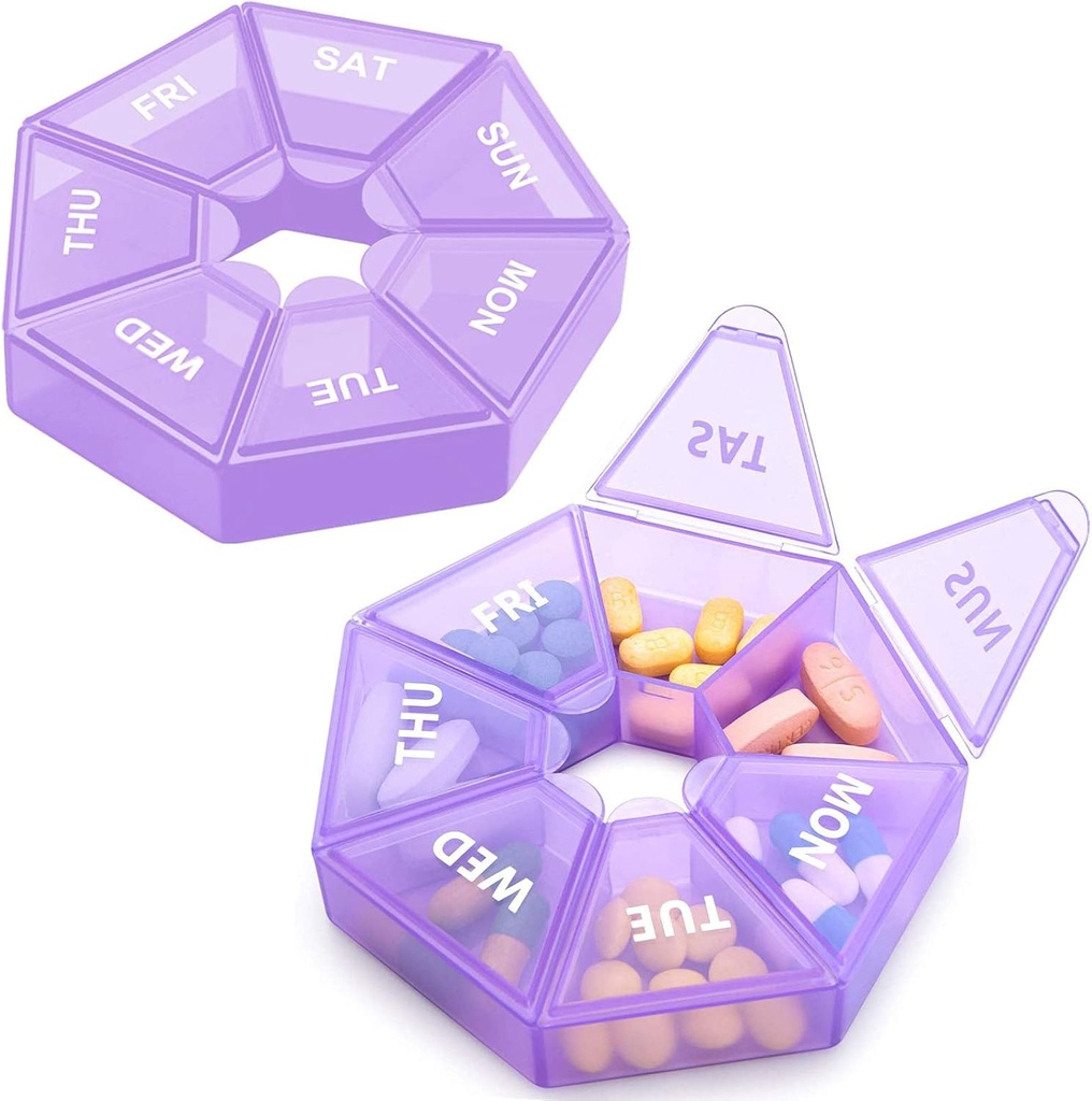 Weekly Pill Organizer Large 7 Day Pill Box Organizer Daily Medicine Case for Vitamin Fish Oil Pills Supplements Arthritis Friendly