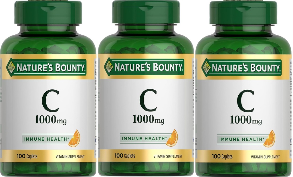 Nature's Bounty Vitamin C, 1000mg, 100 Caplets (Pack of 3)