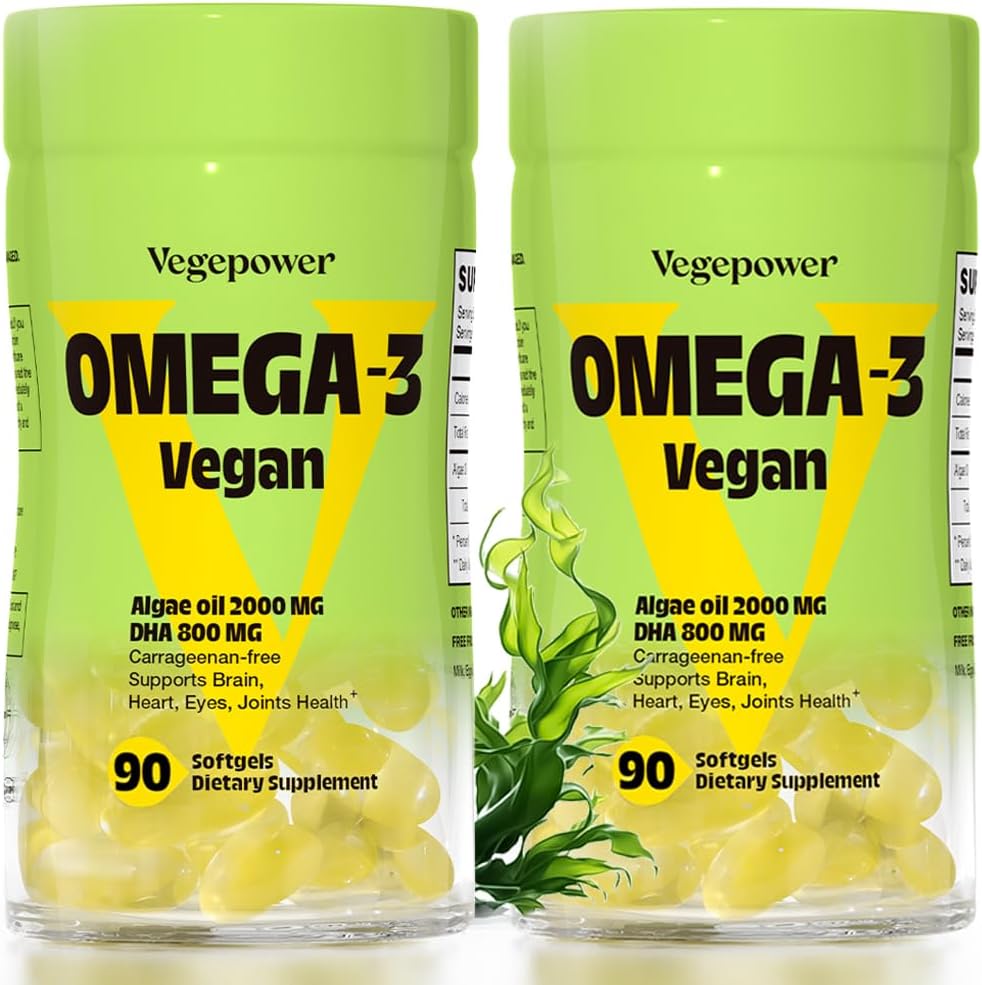 Vegan Omega-3 DHA Suplementos - Premium Fish Oil Alternativa de Algae Oil TEN 90 Carrageenan Free Softgels TEN Plant Based Algal DHA Essential Fatty Acids, Non-GMO (Algae, 90 Conde (Pack of 2))