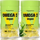 Vegan Omega-3 DHA Supplements - Premium Fish Oil Alternative from Algae Oil | 90 Carrageenan Free Softgels | Plant Based Algal DHA Essential Fatty Acids, Non-GMO (Algae, 90 Count (Pack of 2))