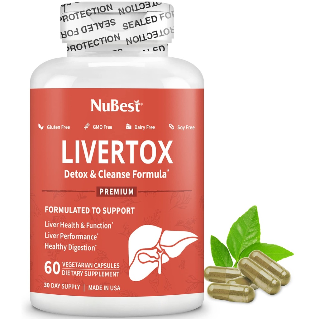 LiverTox - Advanced Liver Detox & Cleanse Formula - Herbal Liver Support with Milk Thistle, Turmeric, Artichoke, Dandelion, Beet & Zinc Helps Liver Function & Digestion | 60 Vegan Capsules