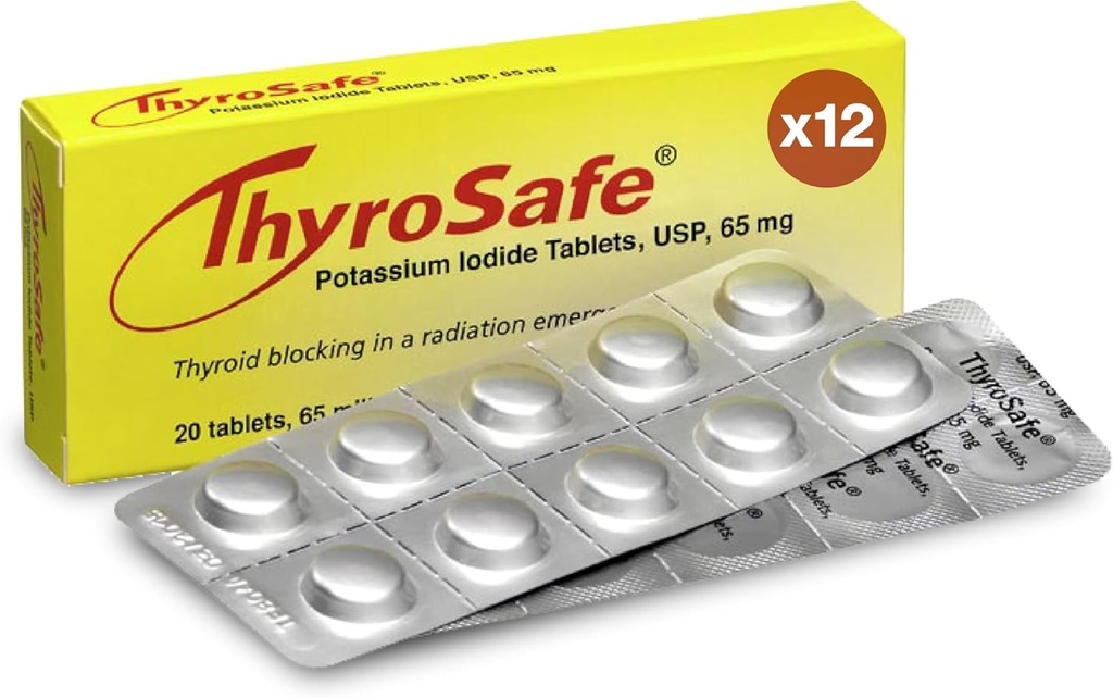 Mesas de Iodida de Potasio de 65 mg (240 Pack) - Protege tu tiroides de la exposición a las radiaciones nucleares