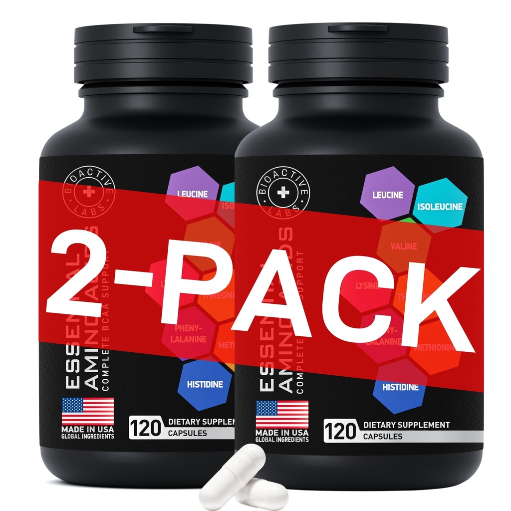 Essential Amino Acids Complex for Men & Women - Advanced Workout Power & Recovery Formula - Vegan BCAA Amino Acid Supplement with All 9 Branch Chain Essential Aminos - 240 Keto Friendly EAA BCAA Pills
