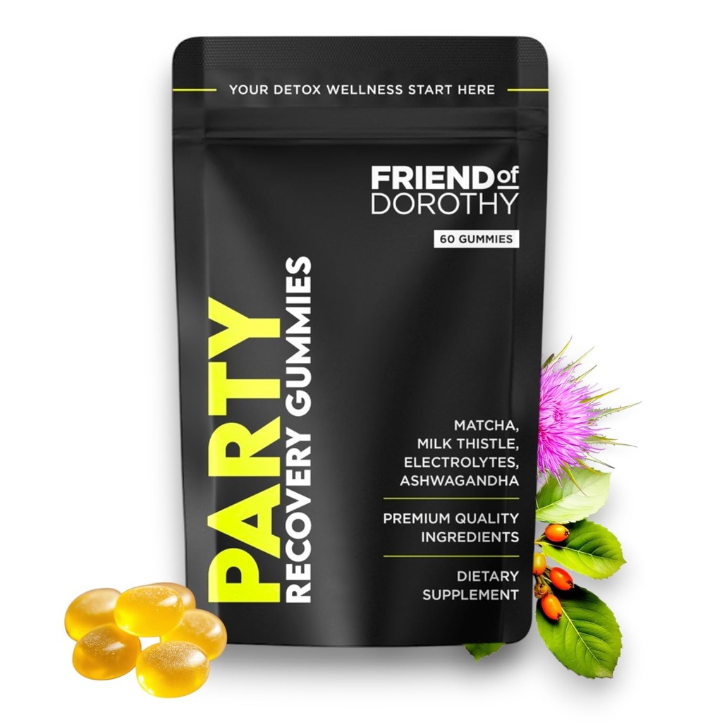 Gummies de recuperación de la fiesta – Detox, Hydration & Energy Boost con electrolitos " Matcha – Reducir la espuma de cerebro " Mood de apoyo – 60 Gummies por paquete