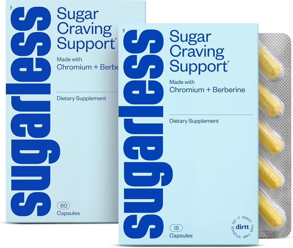 Parada de azúcar Apretones Suplemento Bundle - Natural Craving Blocker con Berberine, Chromium, CoQ10 &amp; L-Theanine - 30 Conde & 15 Conde Tamaños de viaje, No GMO &amp; Gluten-Free