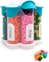 Extra Large Pill Organizer Daily, Weekly, Monthly Supplement Bottle, Cute Blossom Pill Dispenser with 7 XL Compartments, Easy-Open Pill Box for Vitamins, Medications, Labels Included (Teal)