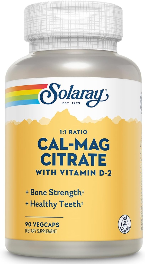 SOLARAY Cal-Mag Citrate w/D 2 1:1 TENIDO 90 VegCaps