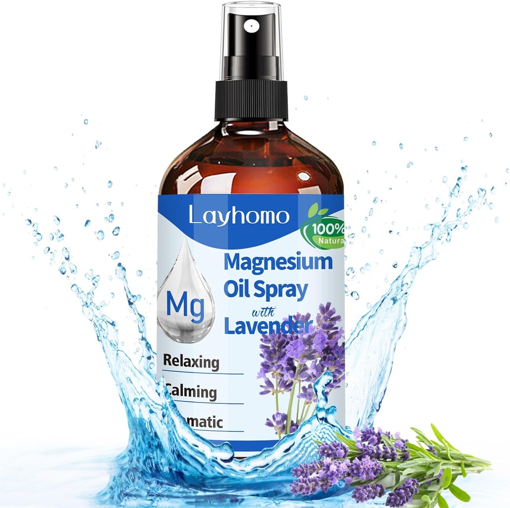 Magnesium Oil Spray for Sleep,Pure Magnesium for Feet,Soothing Sore Muscles & Relaxing,Pain,Ultra Concentration with Lavender-200ML