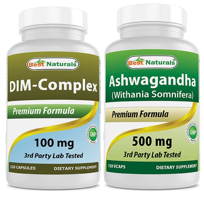 Mejores Naturales DIM Suplemento 100 mg " Ashwagandha Extracto 500 mg