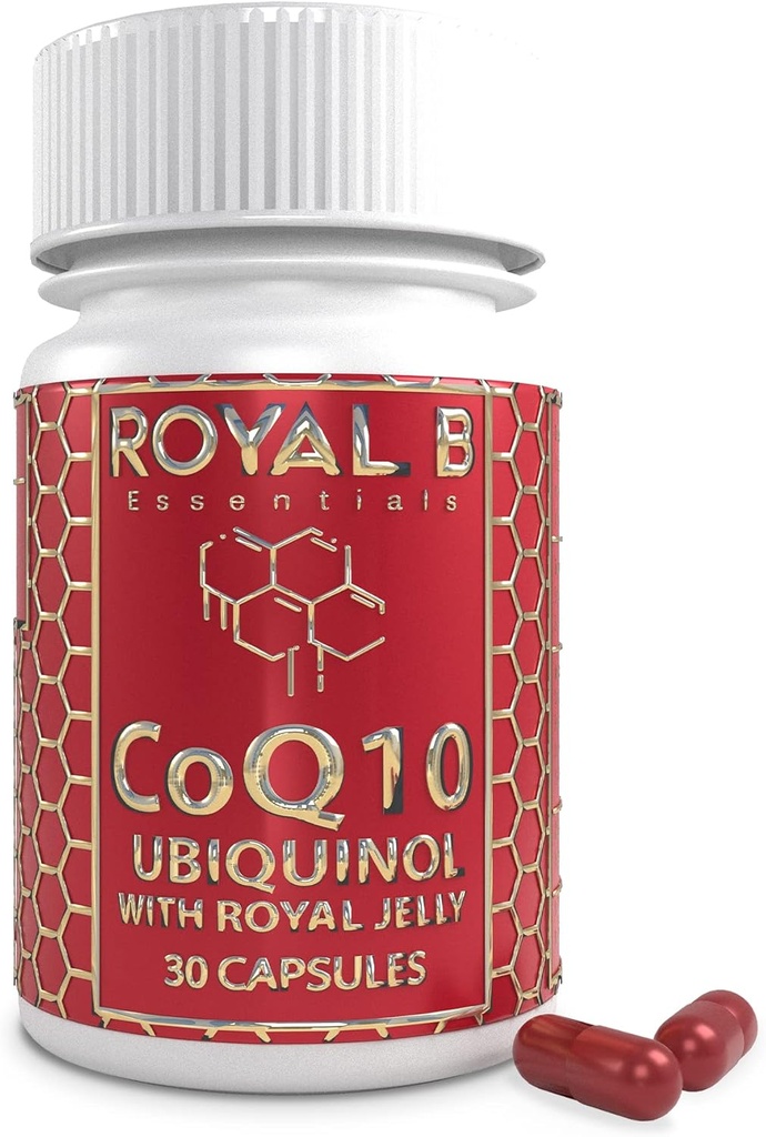 Ultra-Premium Co-Enzyme Q10 with Royal Jelly, Ubiquinol CoQ10 Capsules for Heart Health and Immune Defense, All-Natural CoQ10 Supplement Made by Bees, 3,000 mg, 30 Veggie Capsules