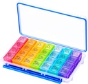 NuLeaf Pill Organizer 4 veces al día, grandes combinaciones portátiles 7 días 4 veces al día Organizador de píldoras de viaje con diseño de humedad para mantener vitaminas, suplementos y medicamentos
