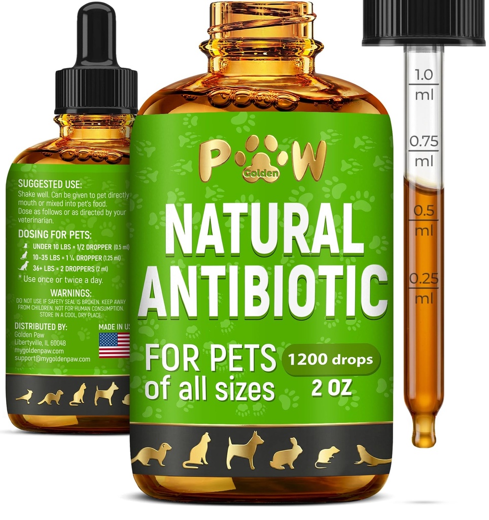 Antibióticos para perros para la infección, tos, UTIs, alergias, picazón tóxico antibióticos naturales para gatos para apoyar la piel, la carne, la digestión tóxica para todas las edades de las razas