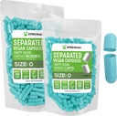 XPRS Nutra Vegan Size 0 Separated Capsules - 500 Count Premium Empty Capsules Separated in Bags - Pills 0 Empty for DIY Supplement Filling (Aqua)