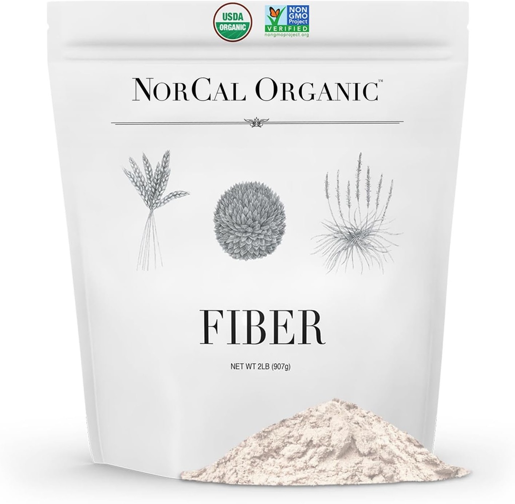 Norcal Organic Fiber - 2lbs | Prebiotics & Psyllium Husk Blend | Gluten-Free, Non-GMO, Soluble & Insoluble Fiber Supplement