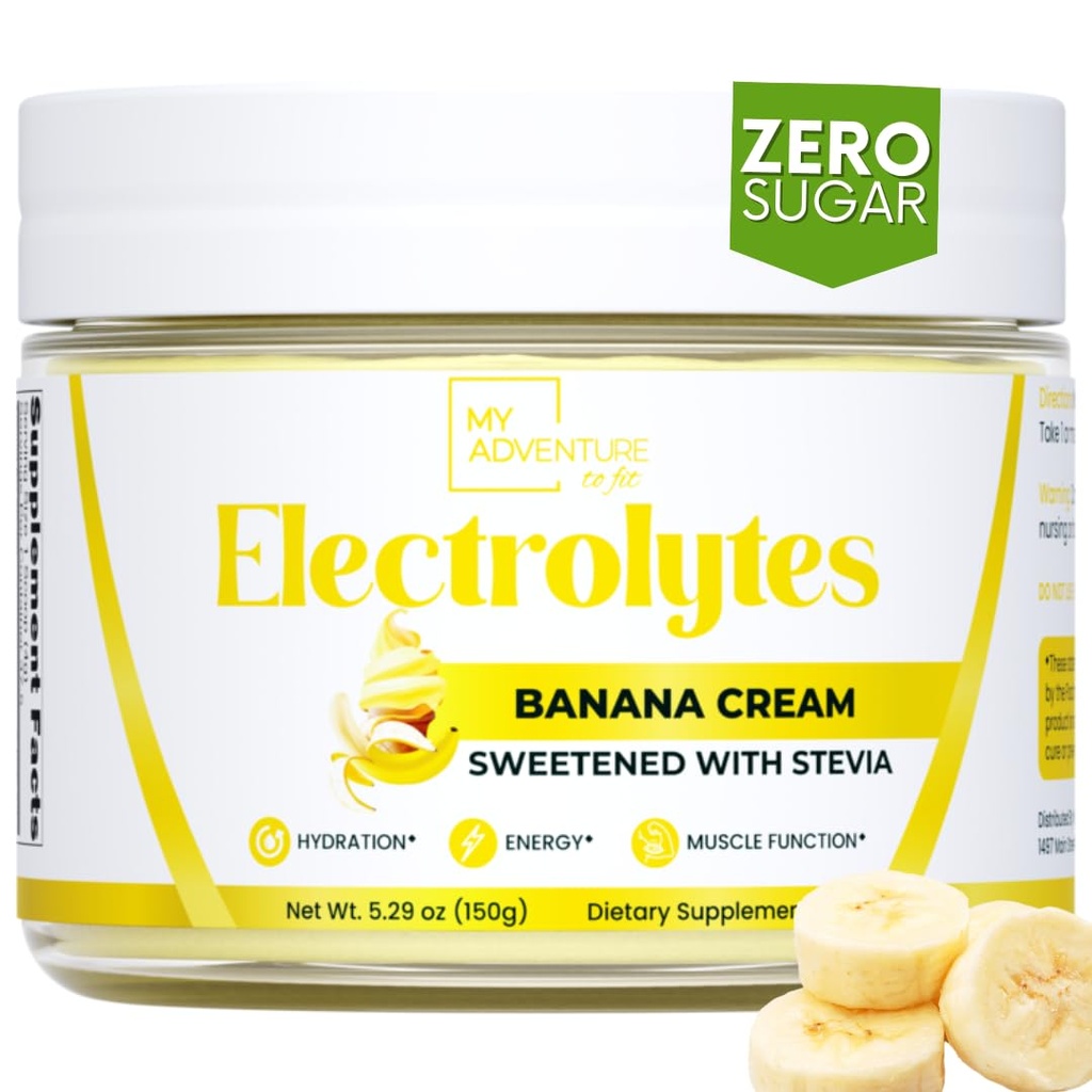 Zero Sugar - Banana Cream Electrolytes Powder - Refreshing Hydration - Caffeine Free Energy with All Natural Ingredients - Vegan, Keto & Paleo - Sugar Free Electrolytes Powder Drink Mix - 37 Servings
